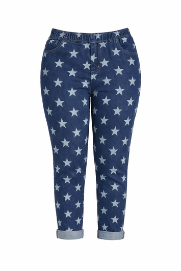 Plus Size Blue Stars Indigo Boyfriend Jeans