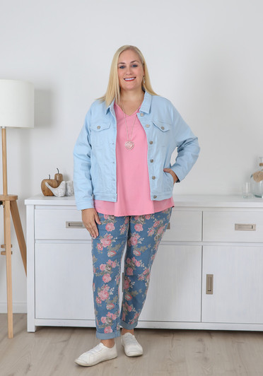 Plus Size Roses Light Blue Boyfriend Jeans