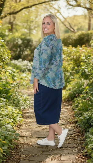 Plus Size Indigo Denim Straight Skirt