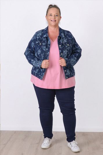 Plus Size Indigo Rose Stretch Denim Jacket