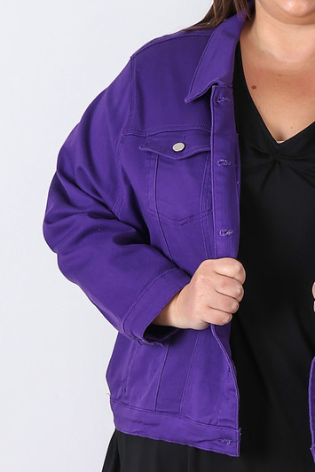 Plus Size Your Go To Stretch Denim Jacket Purple