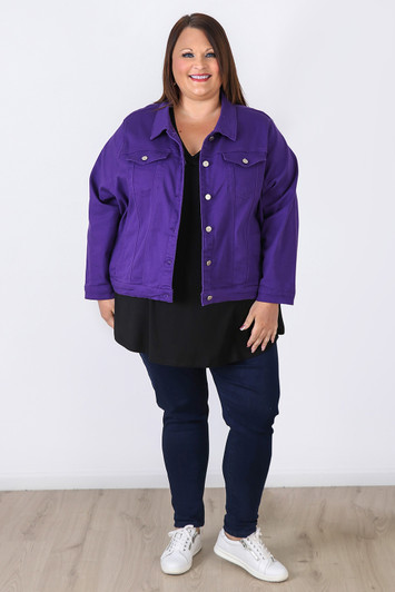 Plus Size Your Go To Stretch Denim Jacket Purple