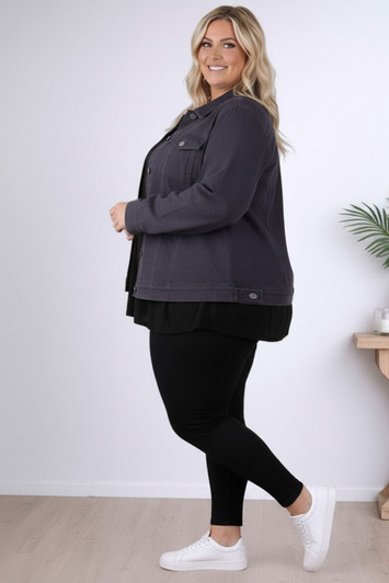 Your Go To Stretch Denim Jacket Grey