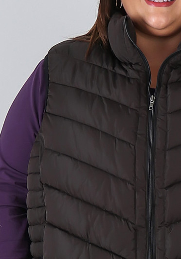 Plus Size Black Quilted Vest
