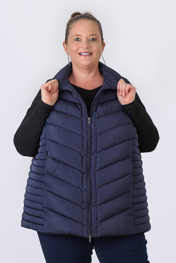 Plus Size Navy Quilted Vest