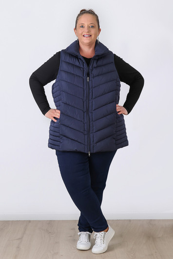 Plus Size Navy Essential Quilted Vest Sizes 18 to 32