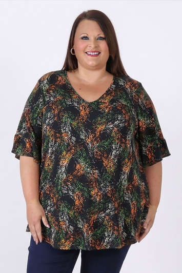 Plus Size Autumn Burst Stretch Rayon Top