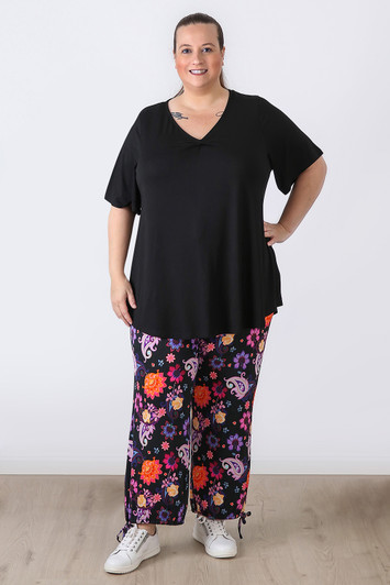 Plus Size Purple Paisley Floral Stretch Gypsy Pant