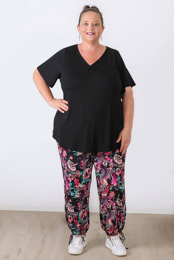 Plus Size Leopard & Bloom Stretch Gypsy Pants