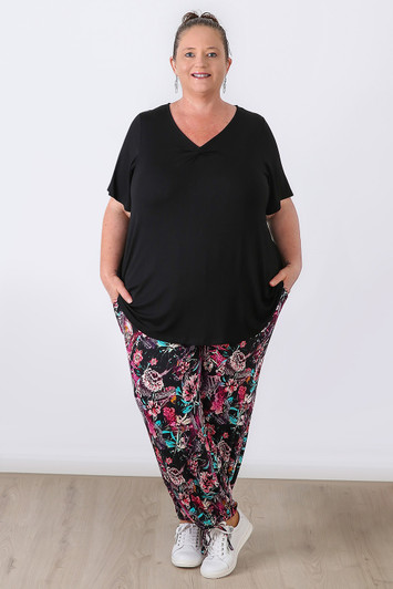 Plus Size Leopard & Bloom Stretch Gypsy Pants