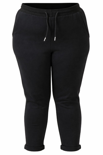 Plus Size Black Stretch Cotton Track Pant