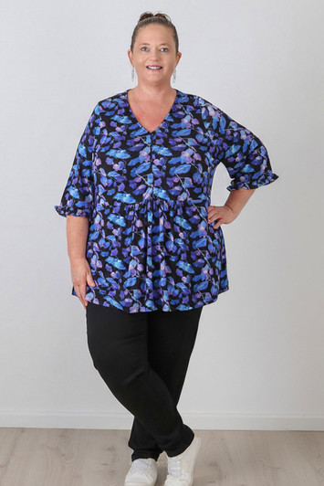 Sapphire Violet Elbow Sleeve Top
