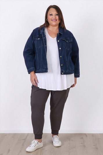 Plus Size Grey Stretch Cargo Track Pant