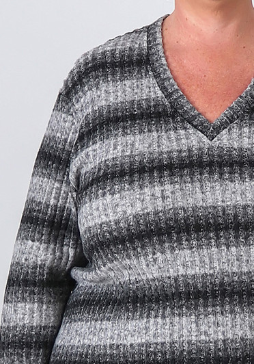 Plus Size Light Grey Stripe Top 