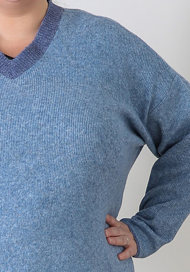 Plus Size Light Blue Knit Jumper