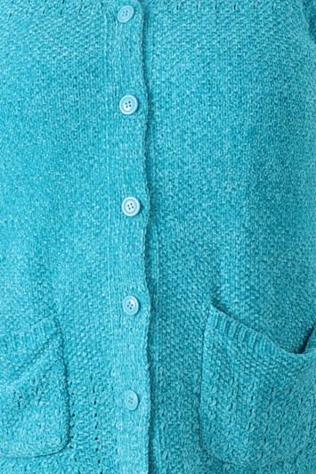 Soft Touch Chenille Knit Cardigan Aqua Blue