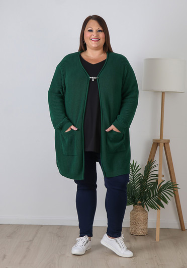 Plus Size Bottle Green 100% Cotton Cardigan Shop online Australia