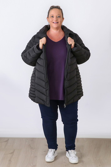 Plus Size Black Quilted Jacket - Curvaceous