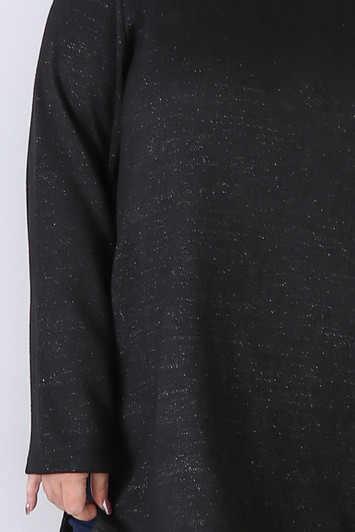 Plus Size Black Sparkle Long Sleeve Top
