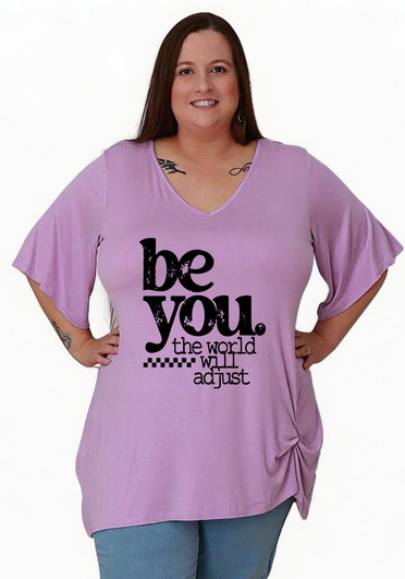 Plus Size Be You Lilac Twist Side Top