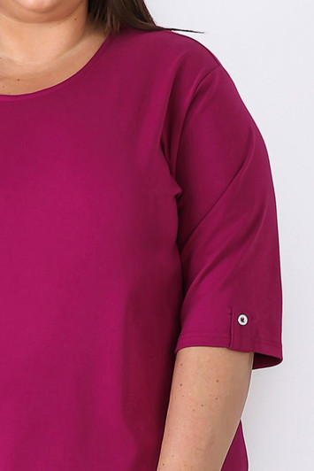 Plus Size Berry Scoop Neck Cotton Stretch Top