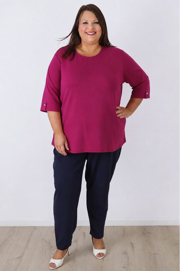 Plus Size Berry Scoop Neck Cotton Stretch Top