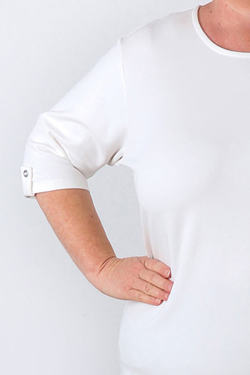 Plus Size White Scoop Neck Cotton Stretch Top