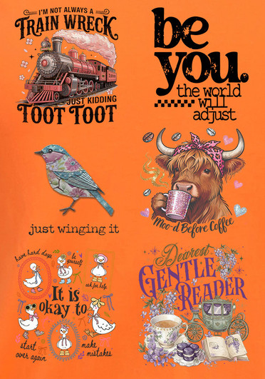 Plus Size Fun Sayings Orange V Neck Cotton Top