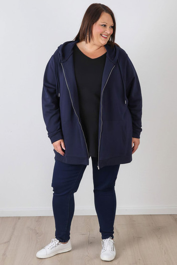 Plus Size Navy Zip Front Hoodie
