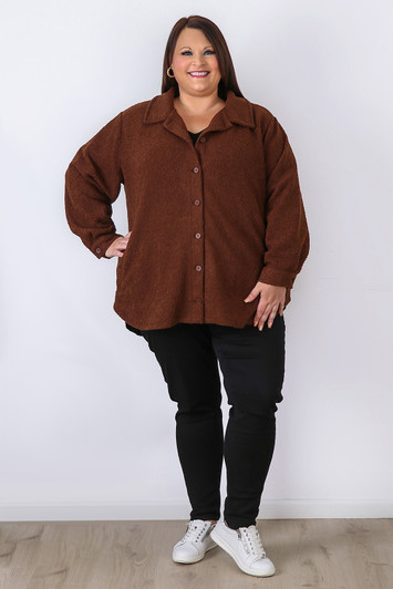 Plus Size Chocolate Cosy Button Jacket