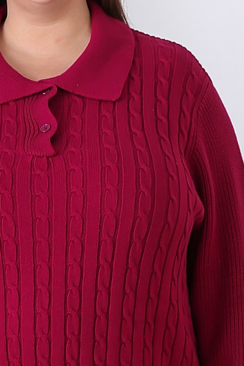 Plus Size Berry Cable Knit Jumper