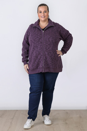 Plus Size Purple Textured Zip Front Jacket Sizes 18 to 32