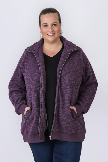 Plus Size Purple Zip Front Jacket