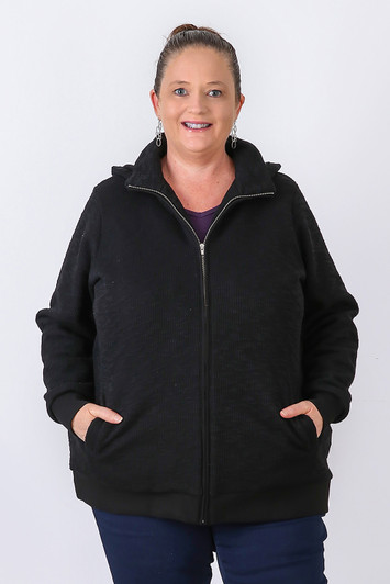Plus Size Black Zip Front Jacket