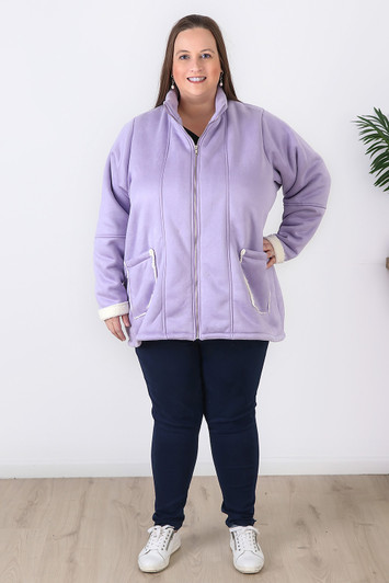 Plus Size Lilac Winter Jacket With Fleece Inner 