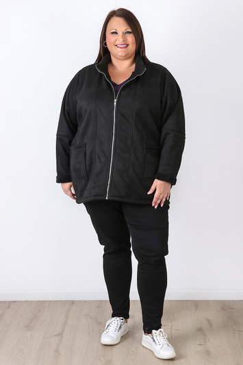Plus Size Black Zip Up Winter Jacket