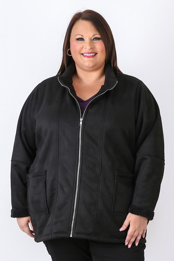 Plus Size Black Hooded Winter Jacket