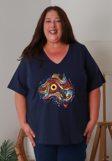 Australia Dot Art Tee In Navy Size 20