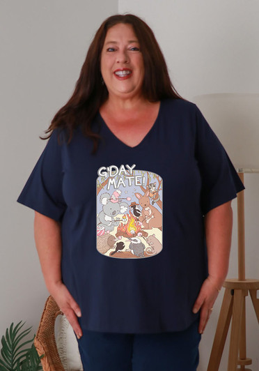 G'Day Mate Tee In Navy Size 18