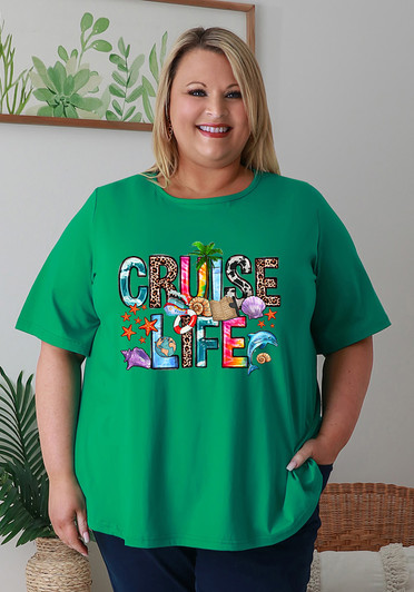 Cruise Life Tee In Green Size 22
