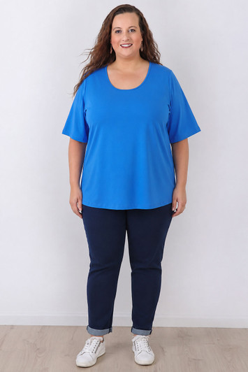 Plus Size Royal Blue Cotton Stretch Top