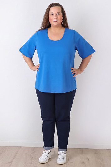 Plus Size Royal Blue Short Sleeve Cotton Stretch Tee