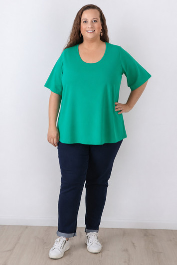 Plus Size Bright Green Scoop Neck Cotton Stretch Tee