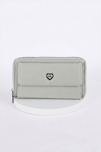 Grey Double Zip Pocket Cross Body Bag