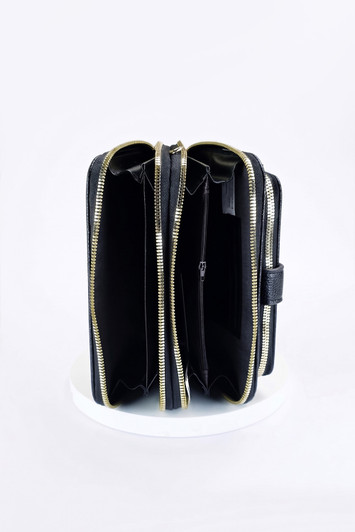 Black Geometric Strap Cross Body Bag