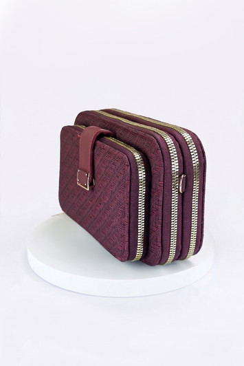 Wine Geometric Strap Cross Body Bag