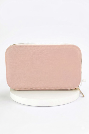 Pink Geometric Strap Triple Pocket Cross Body Bag