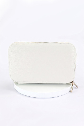 Beige Geometric Strap Triple Pocket Cross Body Bag