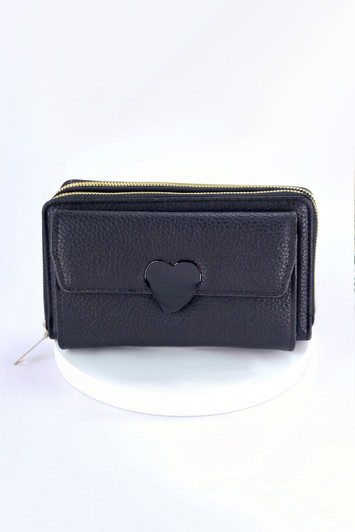 Black Heart Clasp Cross Body Bag