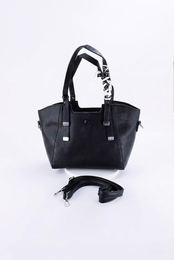 Black Handbag With Decorative Tie